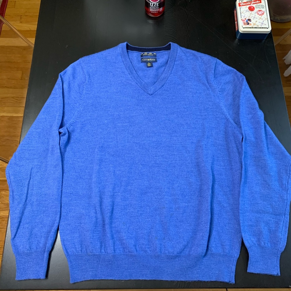 Blue melange V-neck sweater